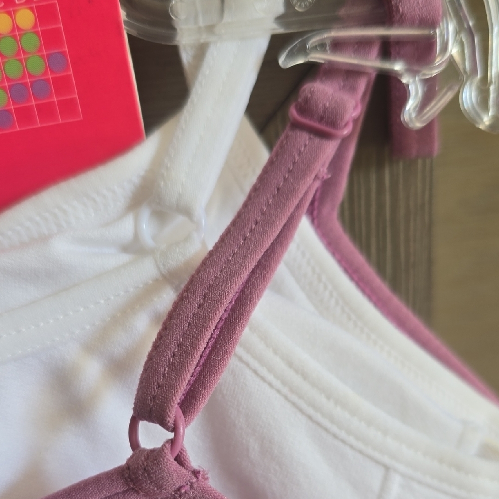 Lily of France Seamless Comfort Bralette - Pink and White - Picture 13 of 14